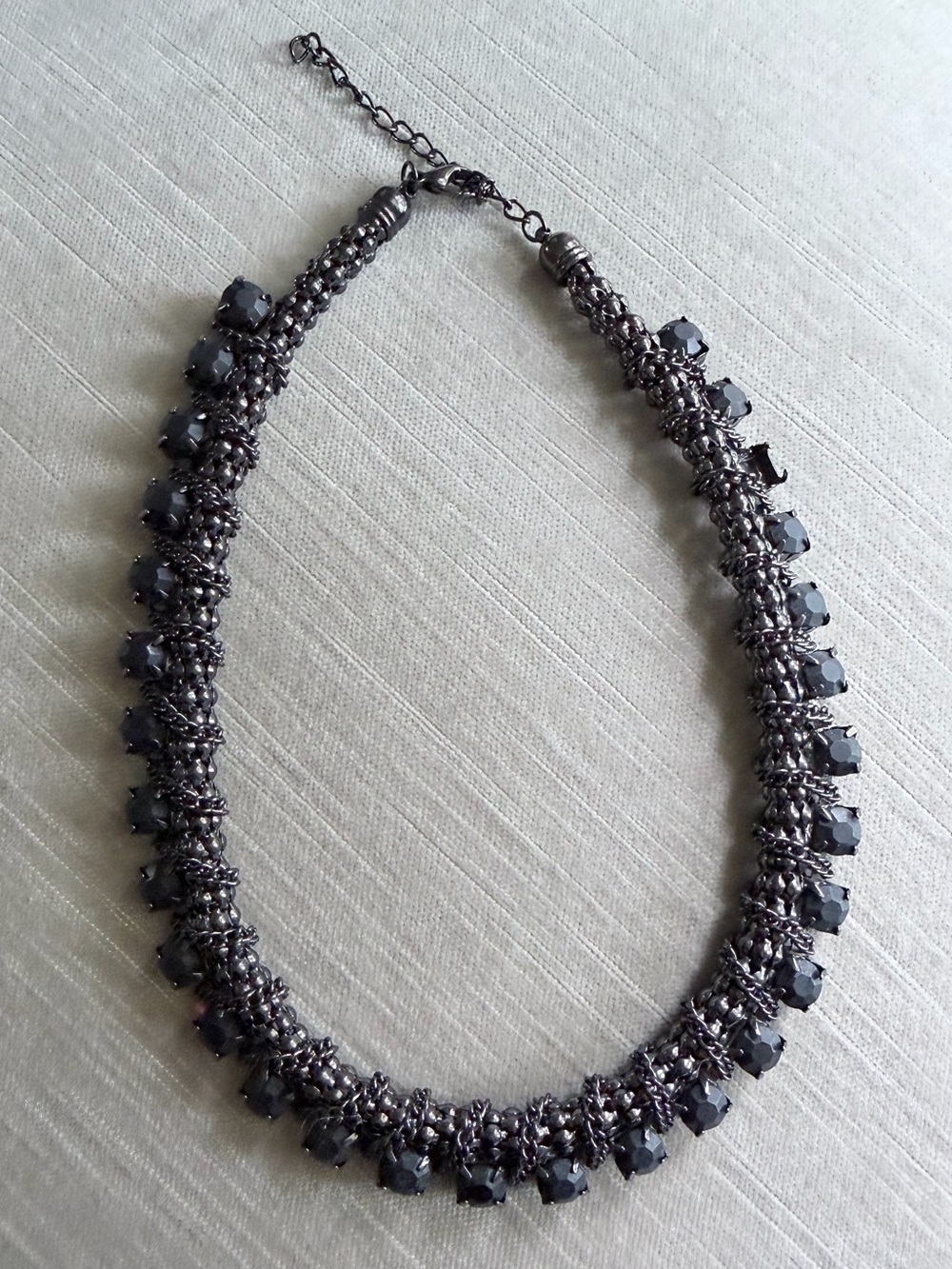 Gunmetal Beaded Statement Necklace